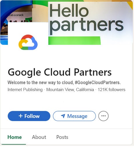 Google Cloud Partners LinkedIn screenshot